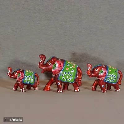 DreamKraft Handcrafted Set of 3 Showpiece Special Elephant for Decoration and Gift Purpose (9X6CM,7X 5CM,6X 4 cm)-thumb3