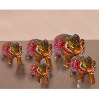 DreamKraft Paper Mache Handcrafted Set of 5 Elephant Showpiece for Home Decor and Gift Purpose-thumb3