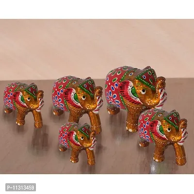 DreamKraft Paper Mache Handcrafted Set of 5 Elephant Showpiece for Home Decor and Gift Purpose-thumb4