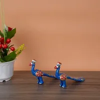 DreamKraft Handcrafted Peacock Showpiece (Set of 2, Blue),-thumb1