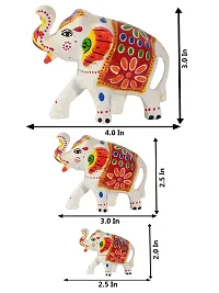 DreamKraft Paper Mache Elephant Idol & Showpiece (Set of 3, White)-thumb4