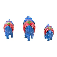 DreamKraft Handcrafted Showpiece Elephant (Set of 3,Blue)-thumb1