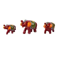 DreamKraft Paper Mache Elephant Showpiece, Standard, Red, 3 Piece-thumb4