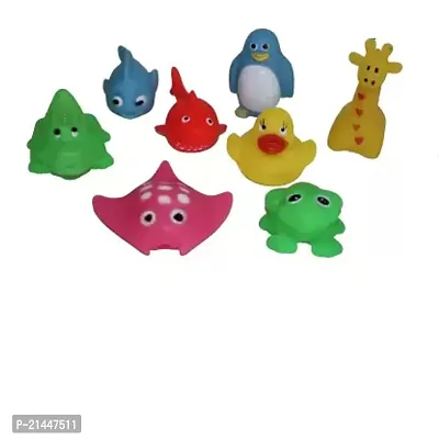 Mi Squeeze Animal Frog Duck Fish Any 8product  Soft Toys Chu Chu Sound Toys Non-Toxic ( 8pc Multicolor 4cm )