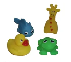 Mi Squeeze Animal Frog Duck Fish Any 8product  Soft Toys Chu Chu Sound Toys Non-Toxic ( 8pc Multicolor 4cm )-thumb1