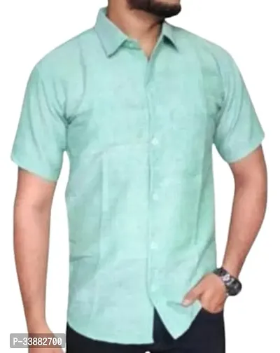 Stylish Green Cotton Solid Shirt For Men-thumb0