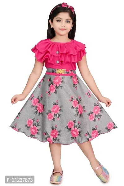 Classic Cotton Blend Printed Dress  for Kids Girls-thumb0