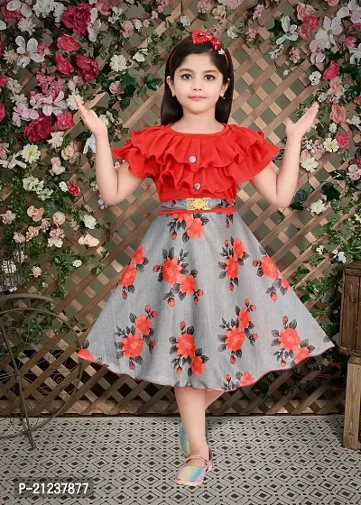 Classic Cotton Blend Printed Dress  for Kids Girls