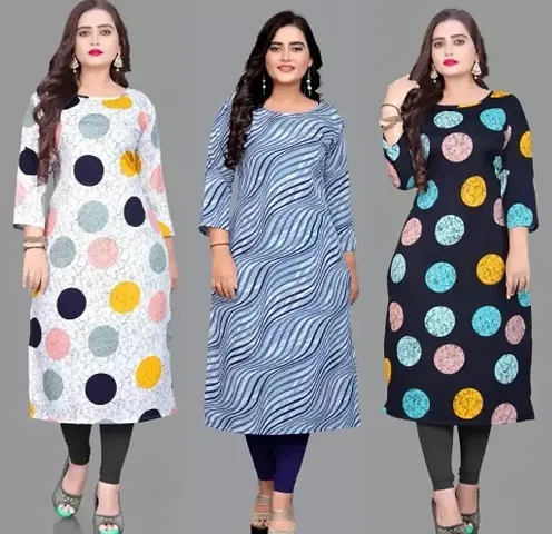 Stylish Crepe Kurta For Women Combo Of 3