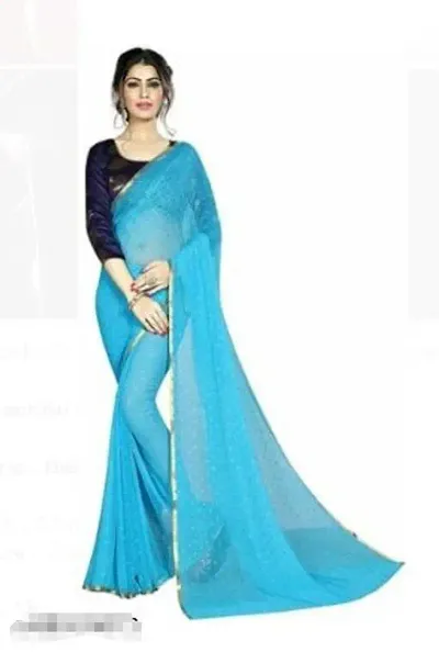 Alluring Chiffon Printed Saree with Jacquard Separate Blouse Piece