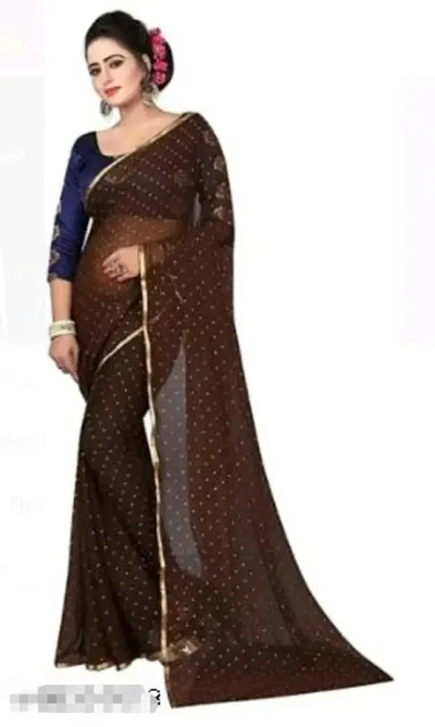 FASHIONLUST Women's NAZNEEN FOIL PRINT WORK Saree With JACQUARD work Blouse Piece