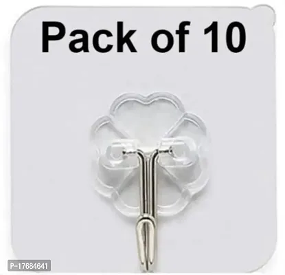 10pcs Stainless Steel Wall Hooks Adhesive Heavy Duty Metal Hangers For  Kitchen, Bathroom, Closet Without Drilling