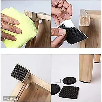 Self Adhesive Square Felt Pads Non Skid Floor Protector Furniture Chair Balance (Black-Pack of 9)-thumb2