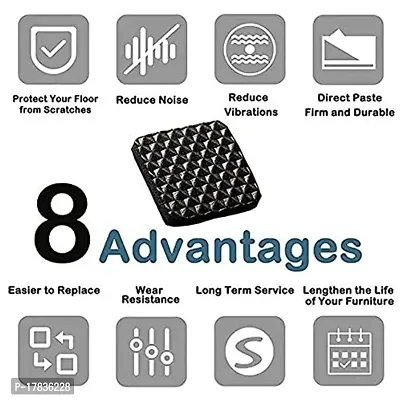 Self Adhesive Square Felt Pads Non Skid Floor Protector Furniture Chair Balance (Black-Pack of 9)-thumb3