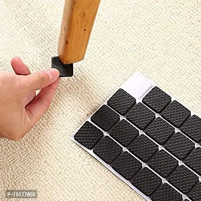 Self Adhesive Square Felt Pads Non Skid Floor Protector Furniture Sofa Furniture Chair Balance Pad Noise Insulation Pad Floor Bumper (Black) (Pack of 9)-thumb0