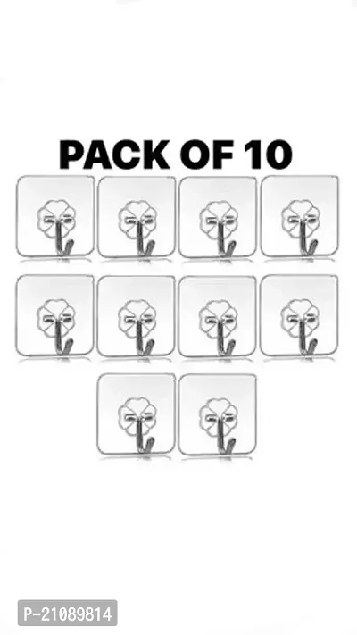 Wall Hooks for Hanging Strong - 10Pcs Hooks for Wall Without Drilling- Wall Hangings Hooks Adhesive/Wall Hanger for Clothes/Wall Hook, Clips, Sticker for Cloth Hangers, Photo Frames-thumb0