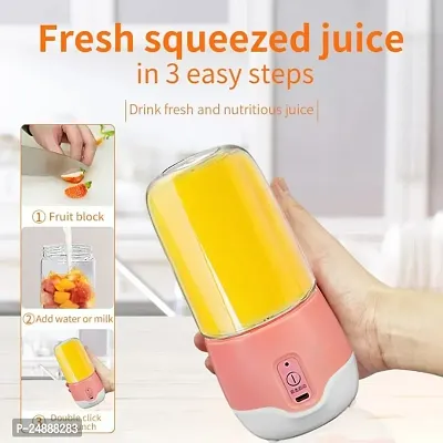 Portable Electric USB Juice Maker Juicer Bottle Blender Grinder Mixer, Rechargeable Juicer Bottle with 4 Blades, Fruit Juicer for All Fruits, Juice Maker Machine (JUICER BOTTLE NEW)-thumb0
