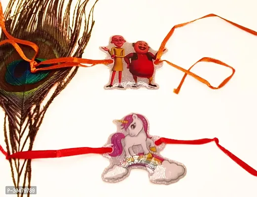 Motu patlu, Unicorn Glittring Rakhi for Kids-thumb2