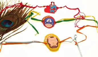 Superman Captain America Iron Cartoon Rakhi For Kids Pack Of 3-thumb1