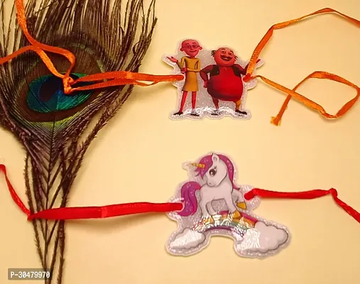 Motu Patlu  Unicorn Glitter rakhi for Kids