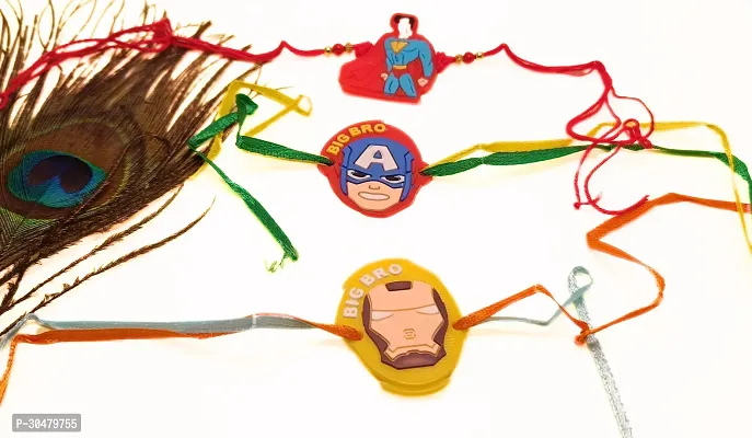 Superman Captain America Iron cartoon rakhi for Kids-thumb2