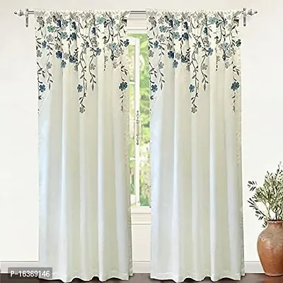 TFV 3D Flowers Digital Printed Polyester Fabric Curtains for Bed Room, Living Room Kids Room Color White Window/Door/Long Door (D.N.417) (4 x 7 Feet (Size: 48 x 84 Inch) Door, 1)-thumb0