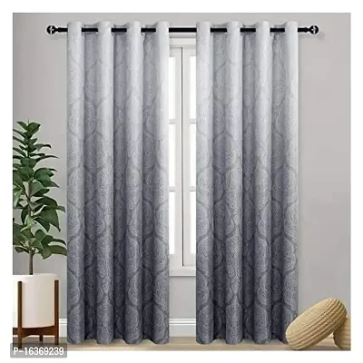 TFV 3D Shaded Digital Printed Polyester Fabric Curtains for Bed Room, Living Room Kids Room Color Grey Window/Door/Long Door (D.N.483) (4 x 7 Feet (Size: 48 x 84 Inch) Door, 1)