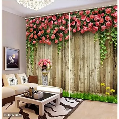 TFV 3D Flowers Digital Printed Polyester Fabric Curtains for Bed Room, Living Room Kids Room Color Peach Window/Door/Long Door (D.N.442) (4 x 7 Feet (Size: 48 x 84 Inch) Door, 1)