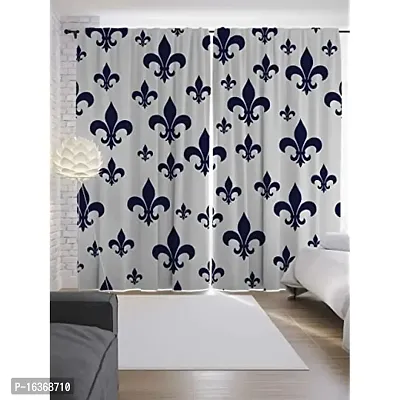 TFV 3D Floral Digital Printed Polyester Fabric Curtains for Bed Room, Living Room Kids Room Color White Window/Door/Long Door (D.N.347)