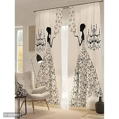 TFV 3D Princess Digital Printed Polyester Fabric Curtains for Bed Room, Living Room Kids Room Color White Window/Door/Long Door (D.N.213) (1, 4 x 7 Feet (Size: 48 x 84 Inch) Door)