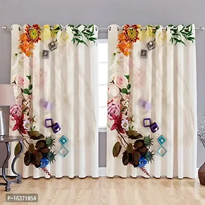 TFV 3D Flowers Digital Printed Polyester Fabric Curtains for Bed Room, Living Room Kids Room Color White Window/Door/Long Door (D.N.454) (4 x 7 Feet (Size: 48 x 84 Inch) Door, 1)