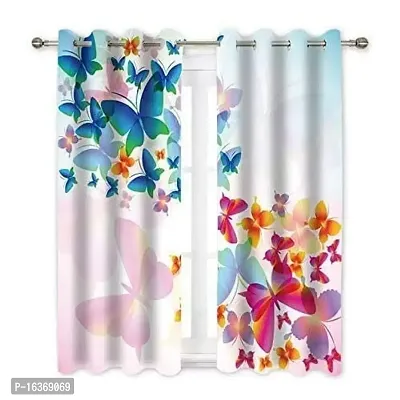 TFV 3D Butterfly Digital Printed Polyester Fabric Curtains for Bed Room, Living Room Kids Room Color Multi Window/Door/Long Door (D.N.429) (4 x 7 Feet (Size: 48 x 84 Inch) Door, 1)-thumb0