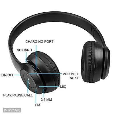 P 47 Wireless Bluetooth Noise Cancellation Over-Ear Headphone with Mic with FM and SD Card Slot-thumb4