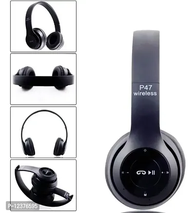 P 47 Wireless Bluetooth Noise Cancellation Over-Ear Headphone with Mic with FM and SD Card Slot-thumb2