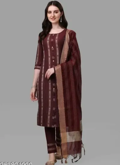 Stylish Kurta With Dupatta And Bottom Set