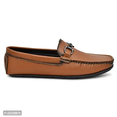 Stylish Tan Synthetic Loafers For Men