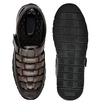 Stylish Brown Synthetic Solid Sandals For Men-thumb1