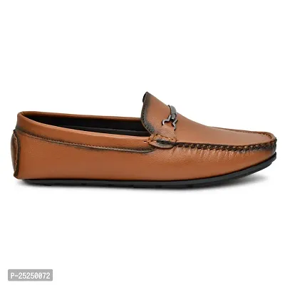 Stylish Tan Synthetic Loafers For Men