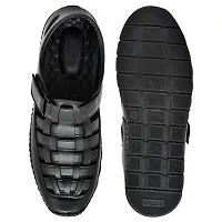Stylish Black Synthetic Solid Sandals For Men-thumb1