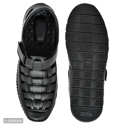 Stylish Black Synthetic Solid Sandals For Men-thumb2