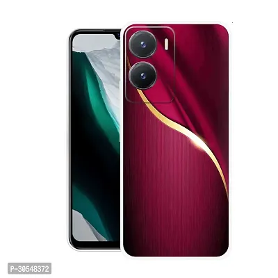 Stylish Back Cover For Vivo T2x 5G, V2253 Red and Golden Printed Back Cover-thumb0