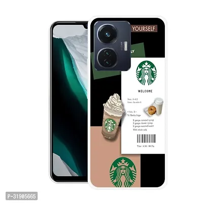 Stylish Back Cover For Vivo T1 44W,V2153, iQOO Z6 44W Starbucks Coffee Printed Back Cover-thumb0