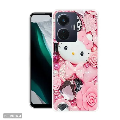 Stylish Back Cover For Vivo T1 44W,V2153, iQOO Z6 44W Kitty Printed Back Cover