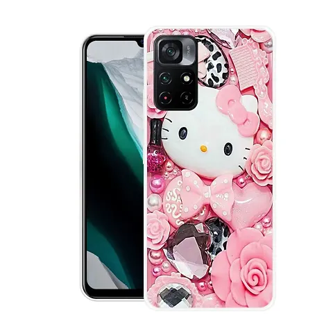 Stylish Back Cover For Mi Redmi Note 11T 5G, Poco M4 Pro 5G Kitty Printed Back Cover