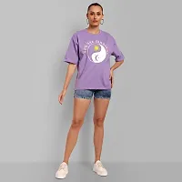 Elegant Purple Cotton Printed Oversize Tshirt For Women-thumb1