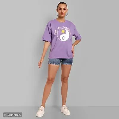 Elegant Purple Cotton Printed Oversize Tshirt For Women-thumb2