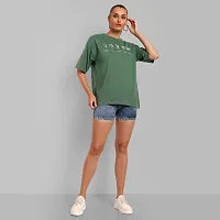 Elegant Green Cotton Printed Oversize Tshirt For Women-thumb1