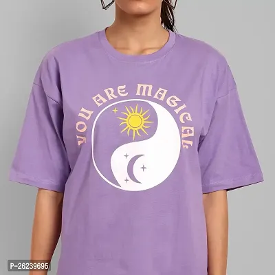 Elegant Purple Cotton Printed Oversize Tshirt For Women-thumb3