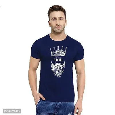Men T-Shirt Navy Blue Live Like A King Printed For Men And Boy(Navy Blue)-thumb0