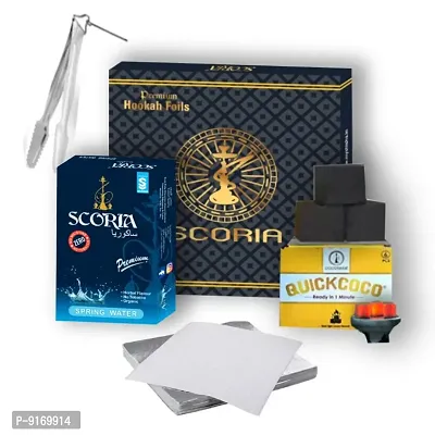 SCORIA Premium Quality Herbal Hookah (100% Nicotine and Tobacco Free) Spring Water, Quick Coco, Foil, T